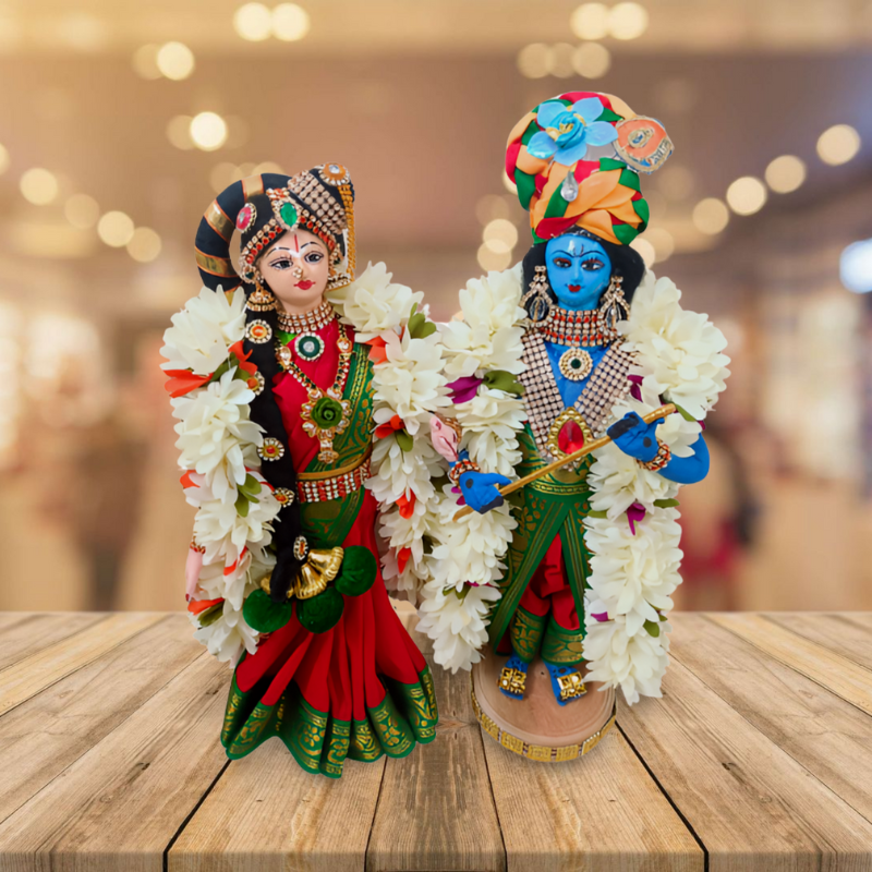 Image of 12" Handmade Andal Krishna Fabric Doll With Fibre Face