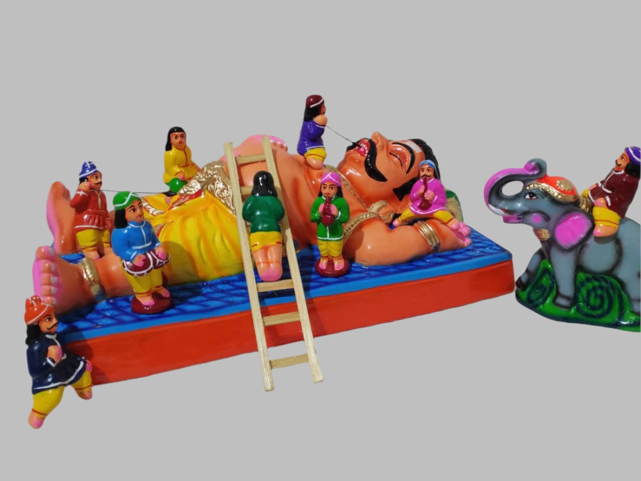 15" Kumbakarnan Paper Mache Golu Doll