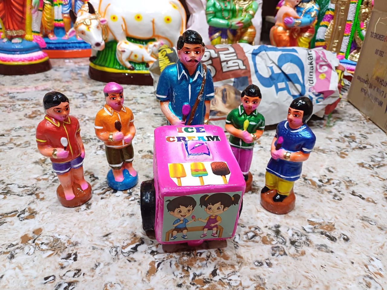 7" Ice Vandi Icecream vendor cart Clay Golu doll