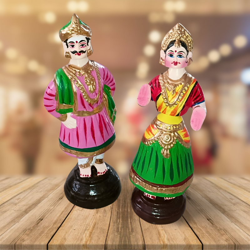 Image of 8" Single Tanjore Dancing doll Raja, Dancer Golu dolls
