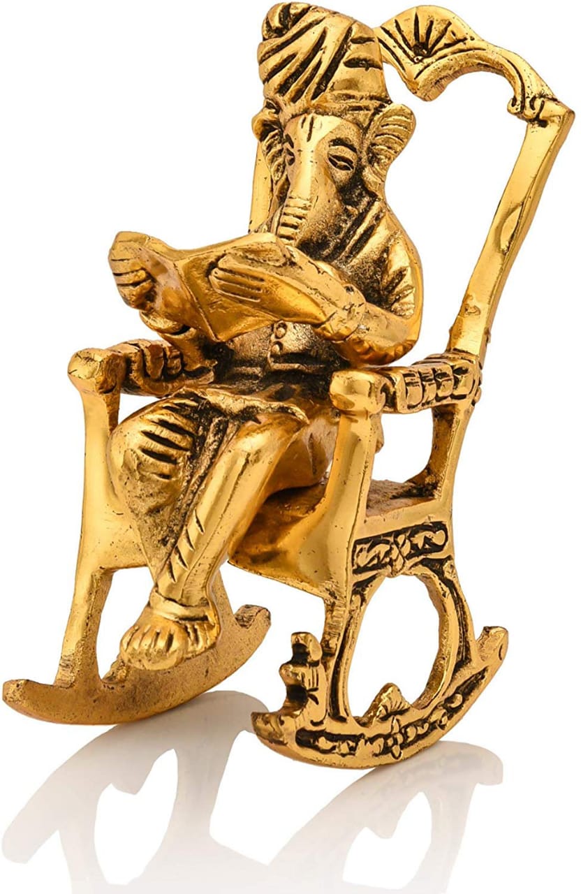 Ganesh Ganpati Reading Ramayana Sitting On Rocking Chair