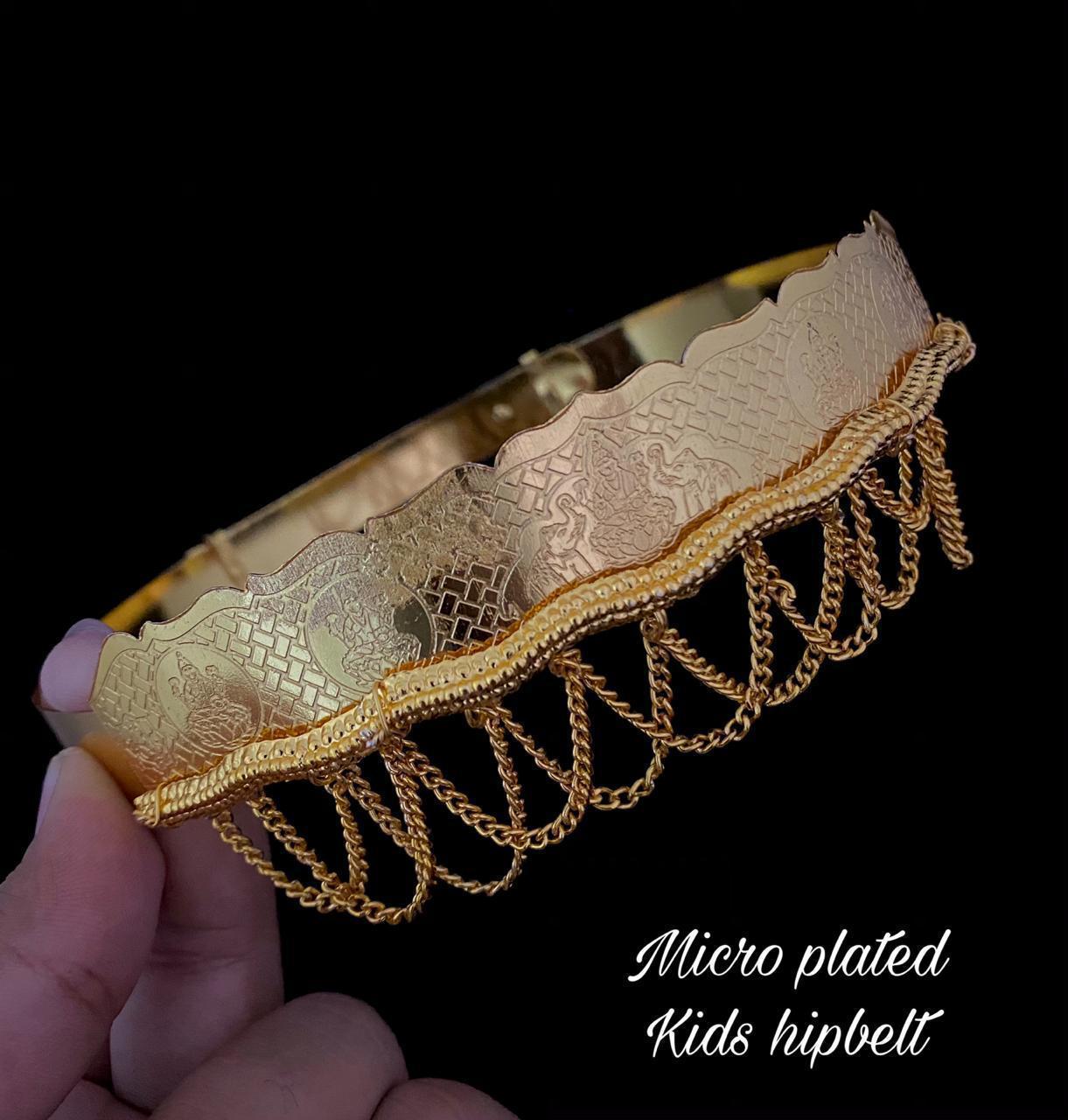Kids Adjustable Gold Plated hip Belt / Ottiyanam / Kamar Bandh / Vaddanam