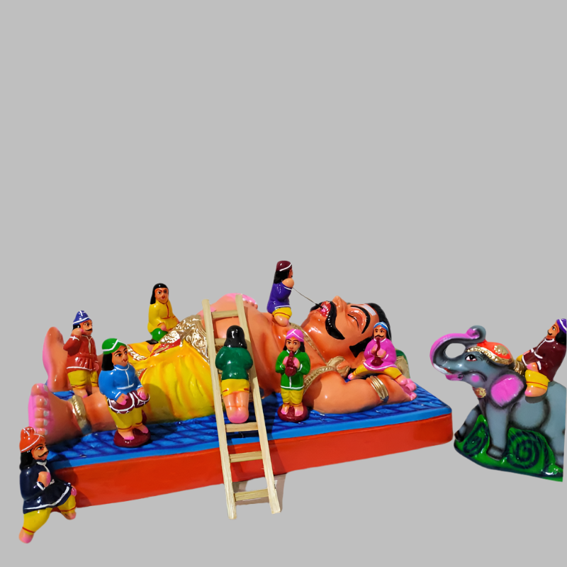 15" Kumbakarnan Paper Mache Golu Doll