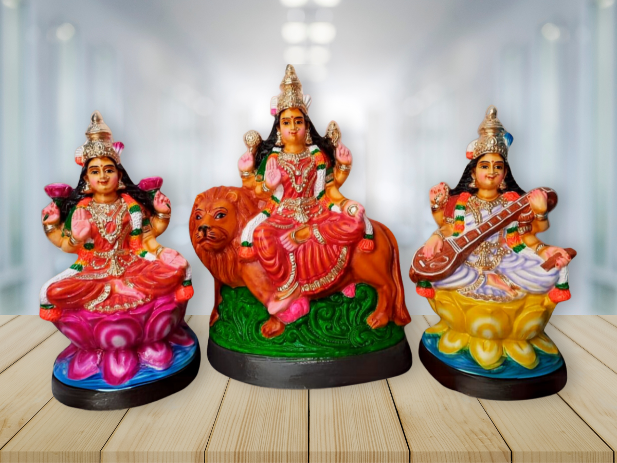 16" Saraswathi Durga Lakshmi individual Golu Dolls / Golu Bommai / Bommulu