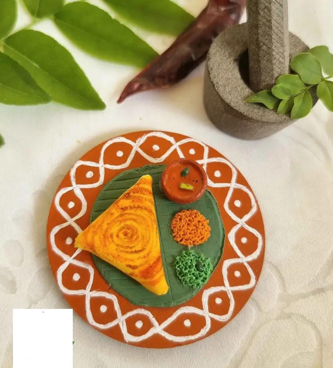 Miniature Dosa plate with Chutneys sambar golu doll food shop