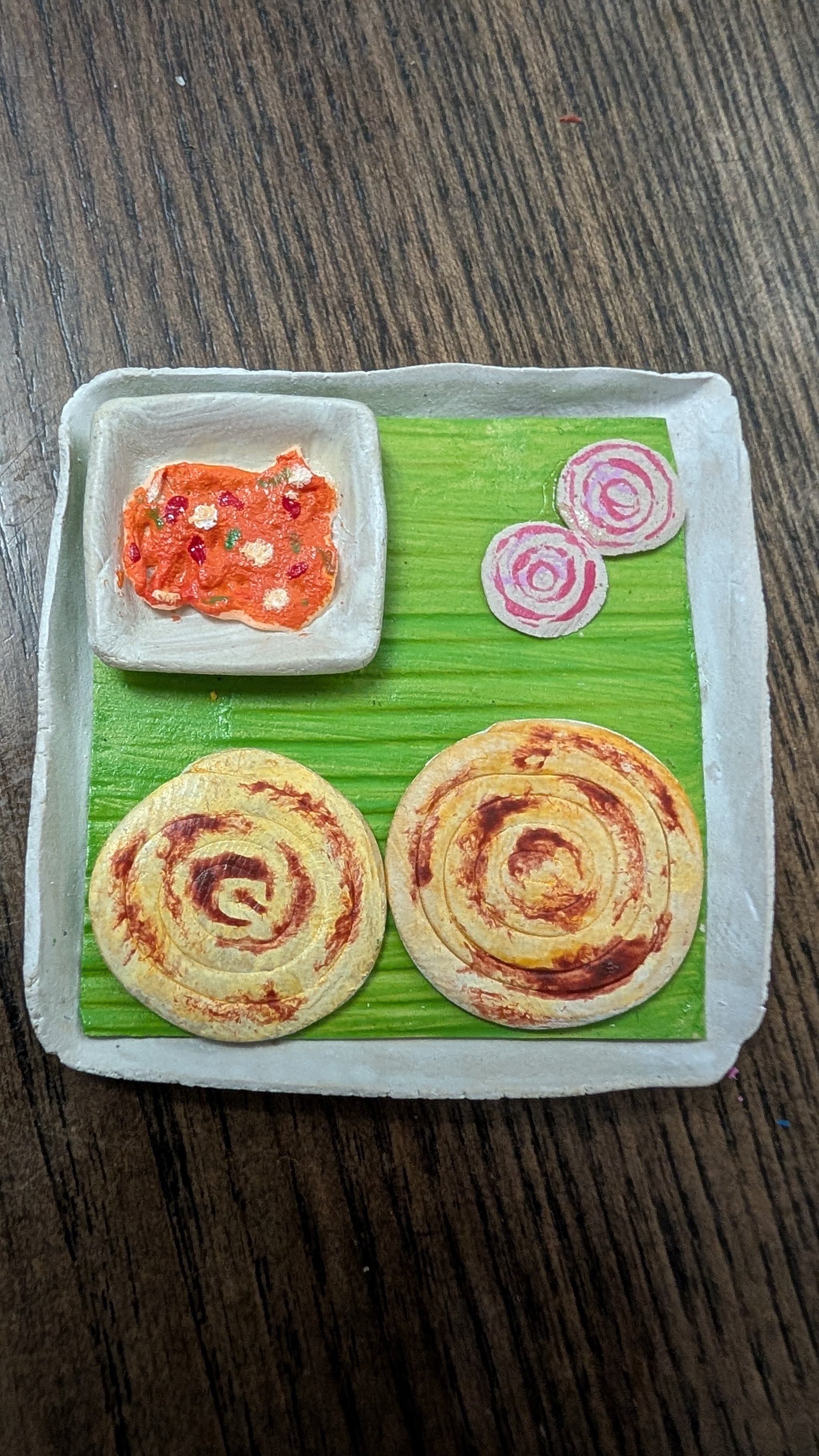 Miniature Parota Roti Banana Leaf Dinner Plate Golu Doll | Navratri Canada USA