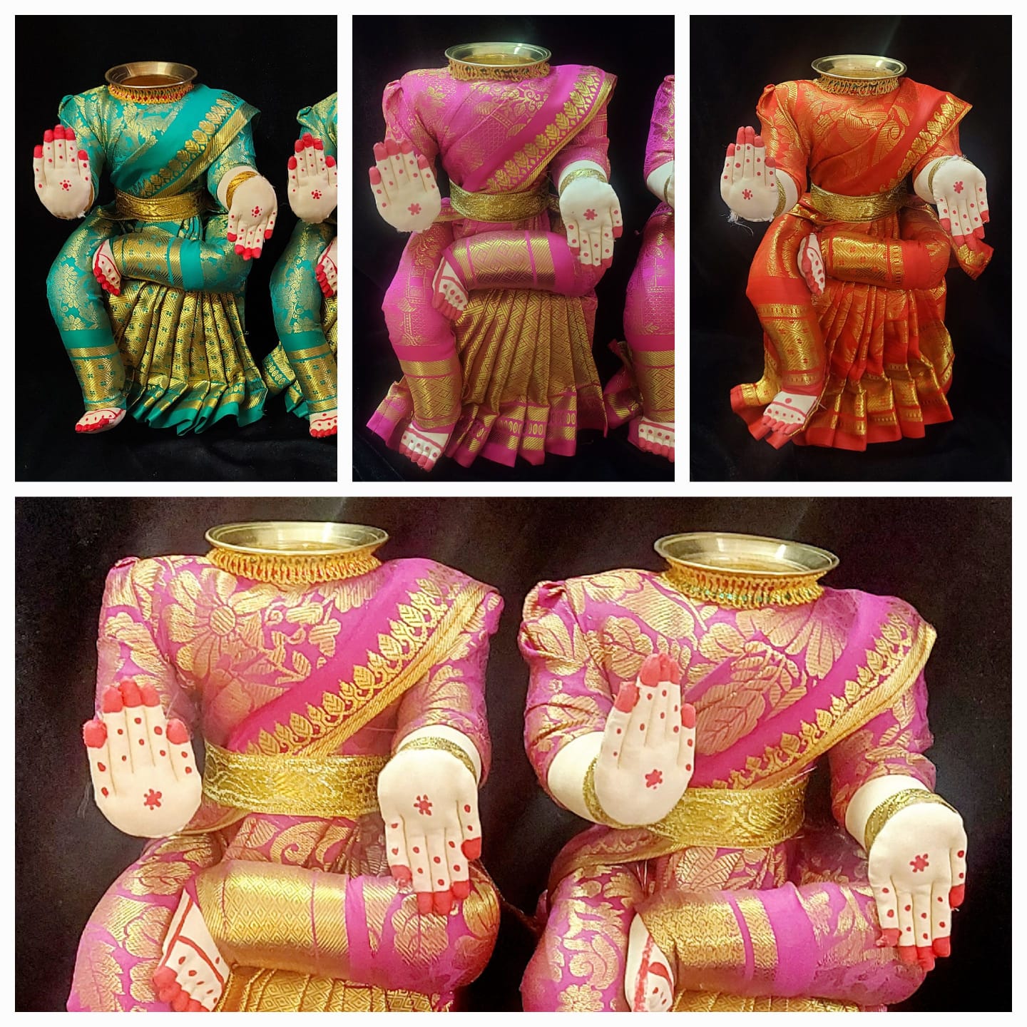Varalakshmi Idol Stand with wooden base and brass kalasam