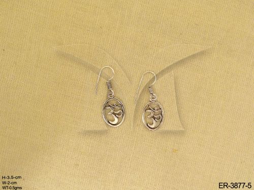 Oxidised Silver Ohm Oval Hook Earrings