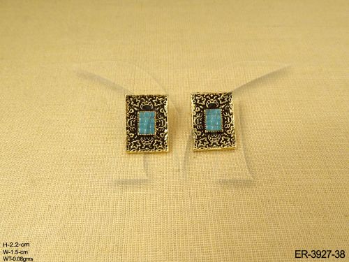 Choker Style Earrings With Turquoise Stone