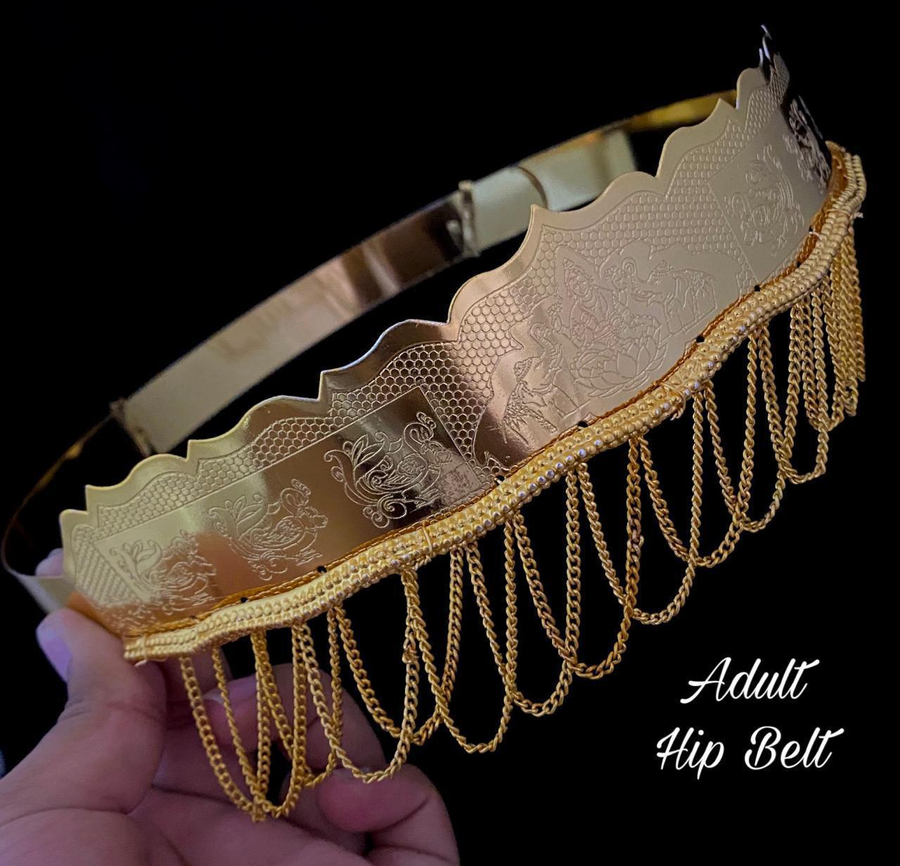 Adjustable Gold Plated Hip Belt / Ottiyanam / Kamar Bandh