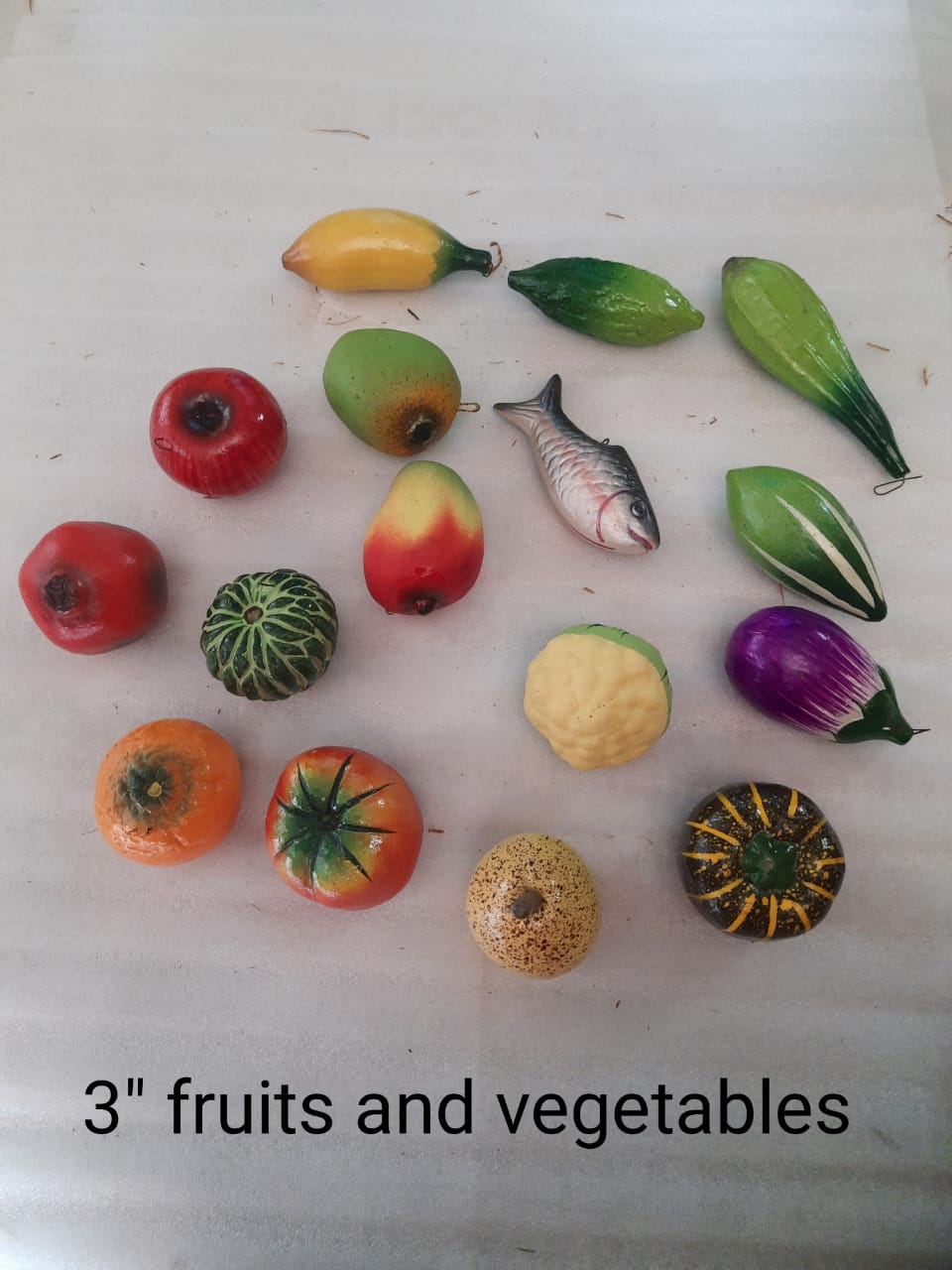 3" Fresh Fruits and vegetables set of 5 golu doll