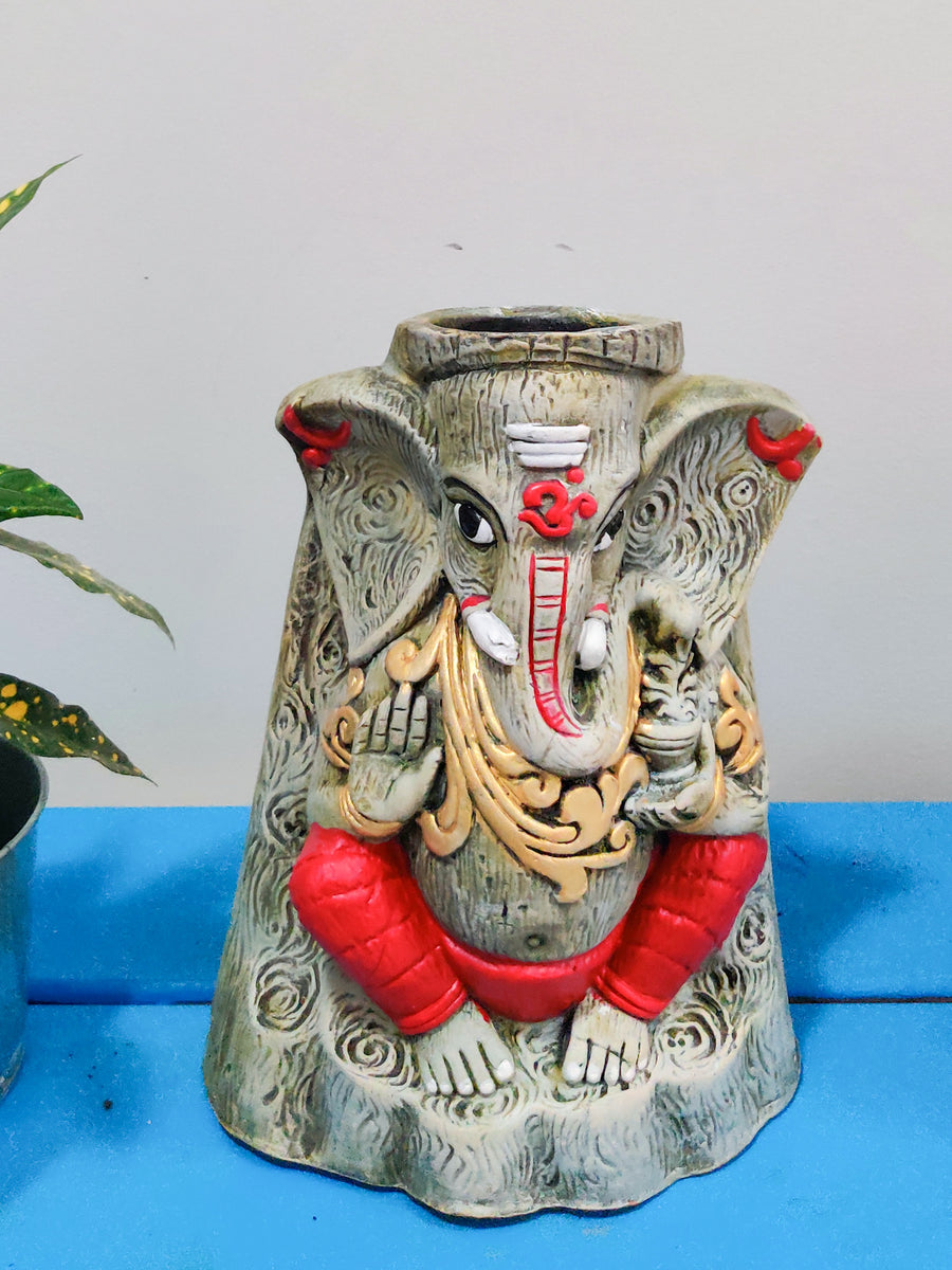 Red Ganesha Ganpati Flower Vase