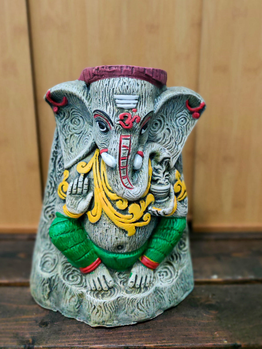 Green Ganesha Ganpati Flower Vase