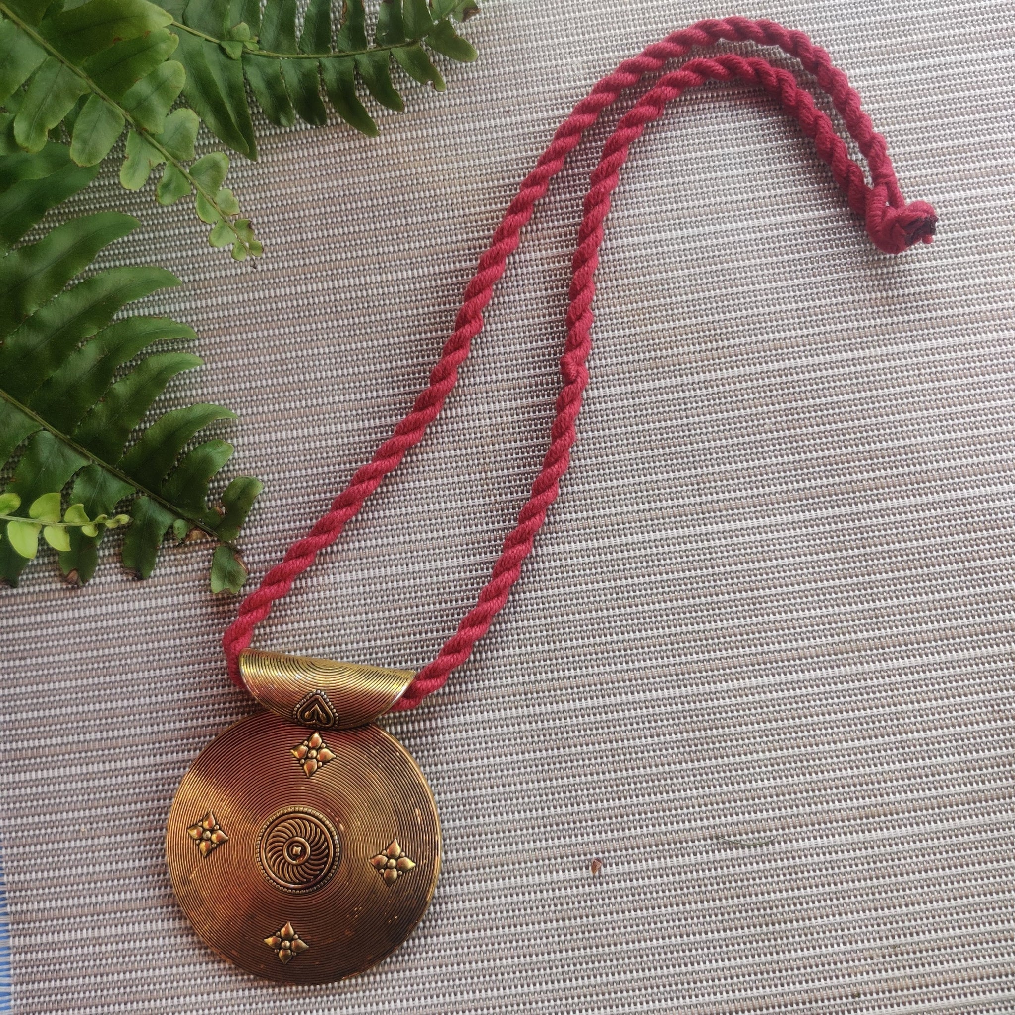 Red Thread Pendant Necklace
