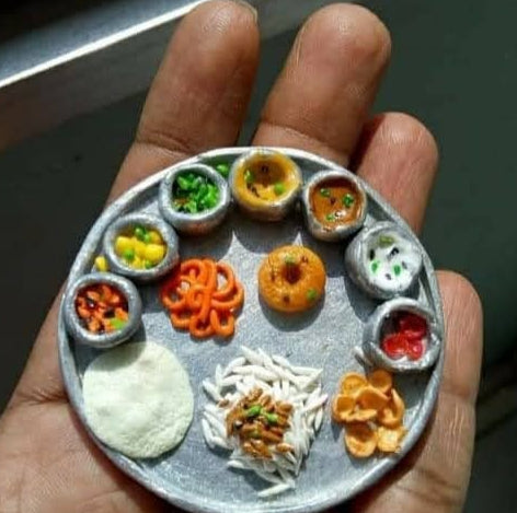 Miniature Plate meals Thali Golu doll food shop