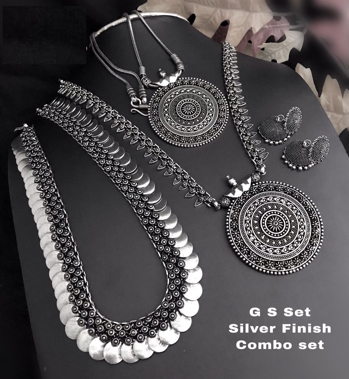 Jewellery Sets Silver Necklace Flipkart Buy Teejh Karur Oxidised