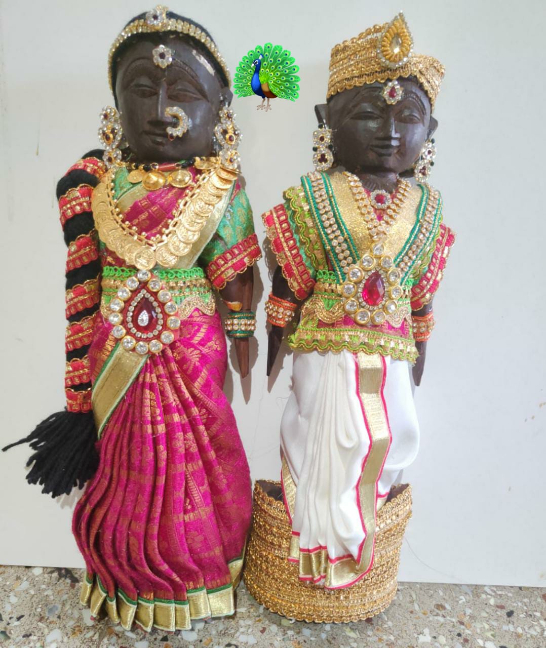 Decorated Marapachi Bommai Couple set of 2 Golu Dolls / Golu Bommai / Bommulu