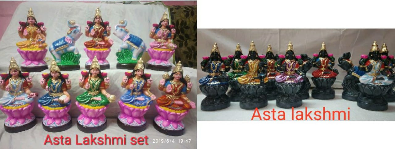 6” Ashta Lakshmi Set(Small, Color) Golu Dolls / Golu Bommai / Bommulu