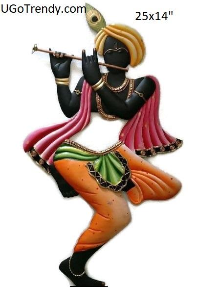 Dancing Krishna Metal Art Wall Hanging Decor