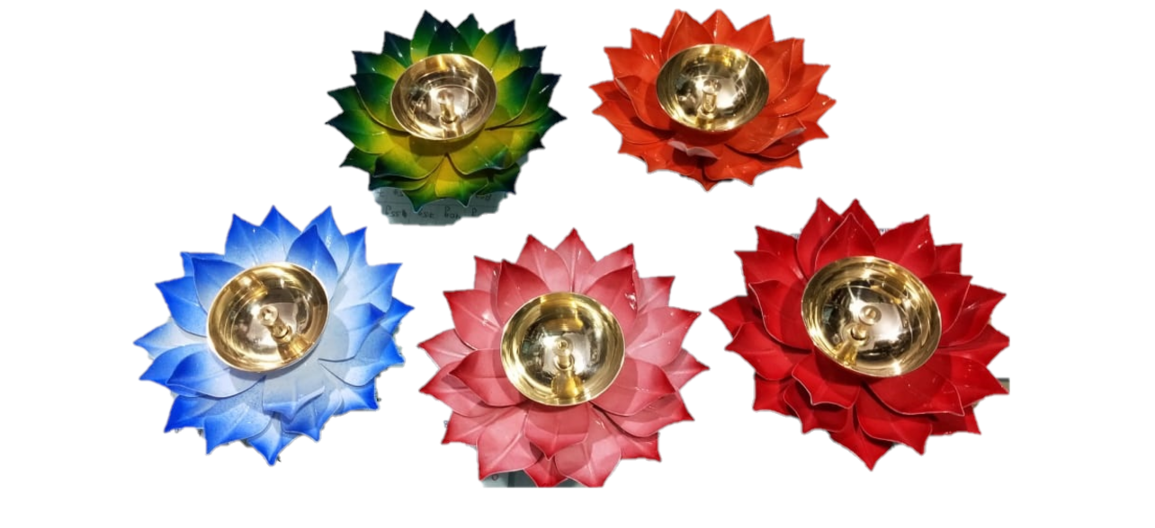Brass Colorful Lotus Diya